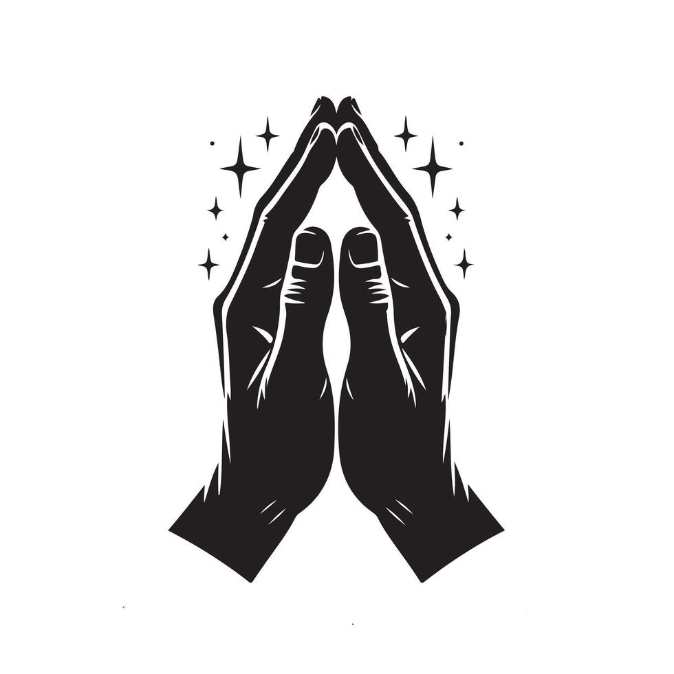 praying hands illustration Eid al Fitr vector