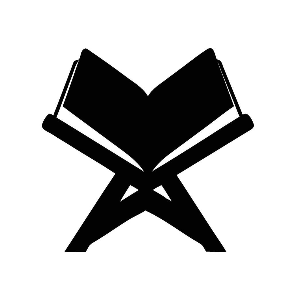 open Quran book icon black Silhouette vector