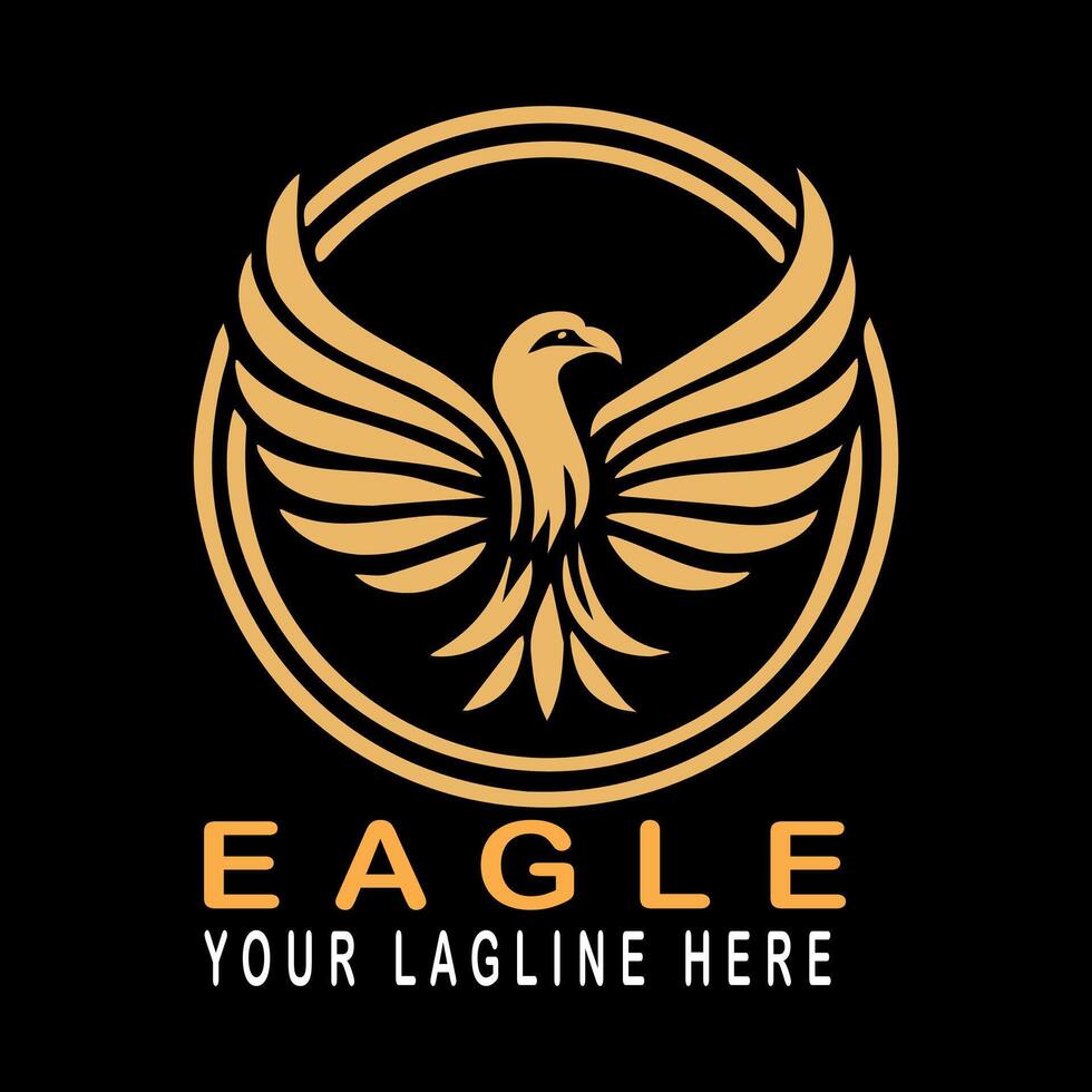 Golden flying bird logo art vector