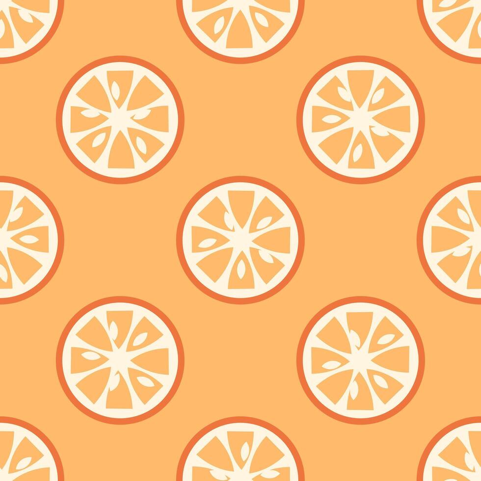 Tropical seamless pattern with orange slices. Perfect art background for banner, card, textile, fabric, paper, sale. Hand drawn illustration. vector