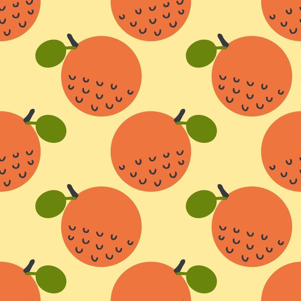 Modern art minimalist style oranges seamless pattern. Perfect for banner, textile, fabric, paper, label, sale. Hand drawn illustration. vector