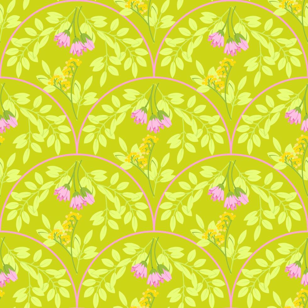 Seamless pattern of small flowers with leaves on vintage background vector