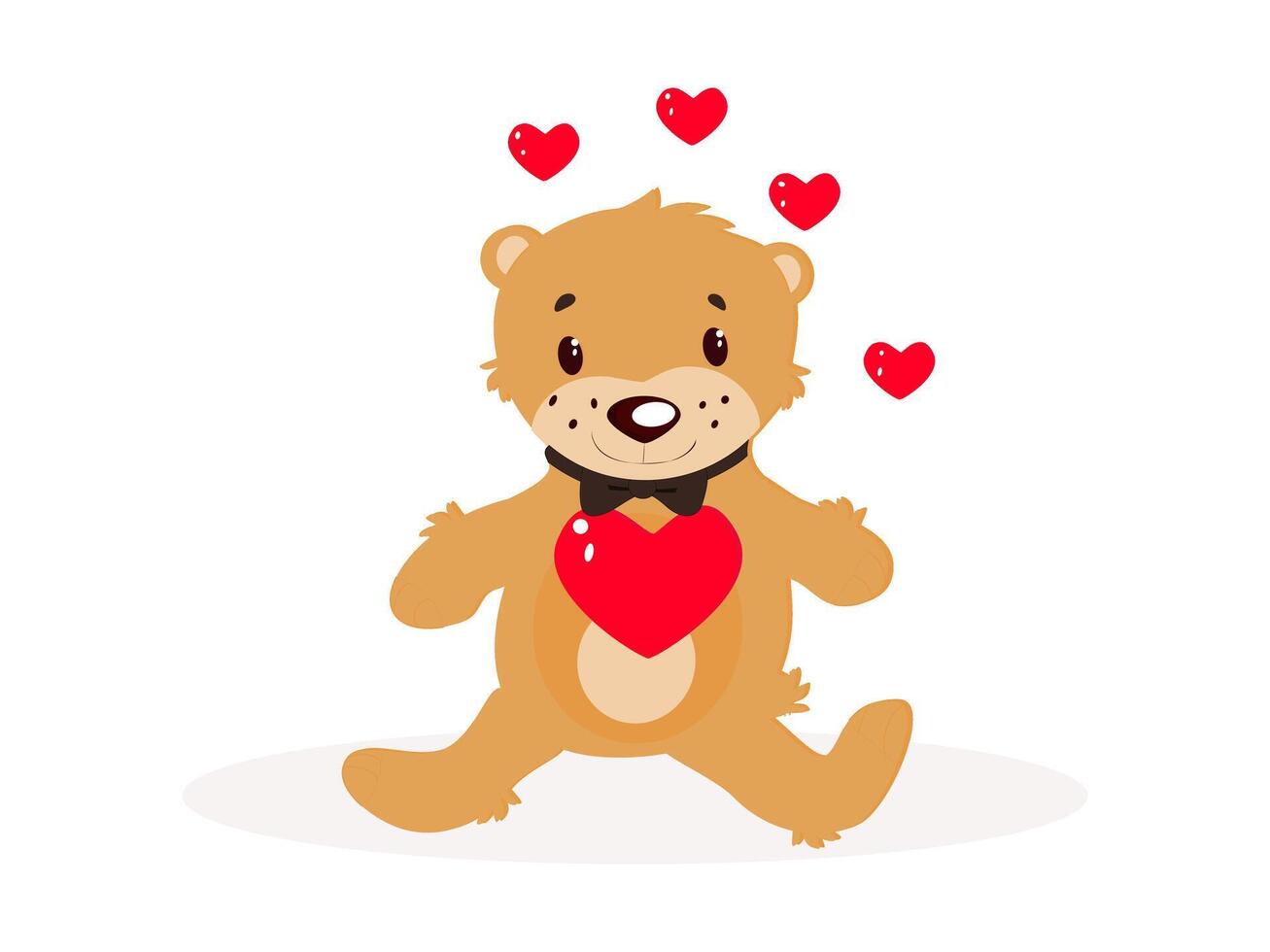 Cartoon Teddy Bear holds a big heart. Valentine's Day concept. vector