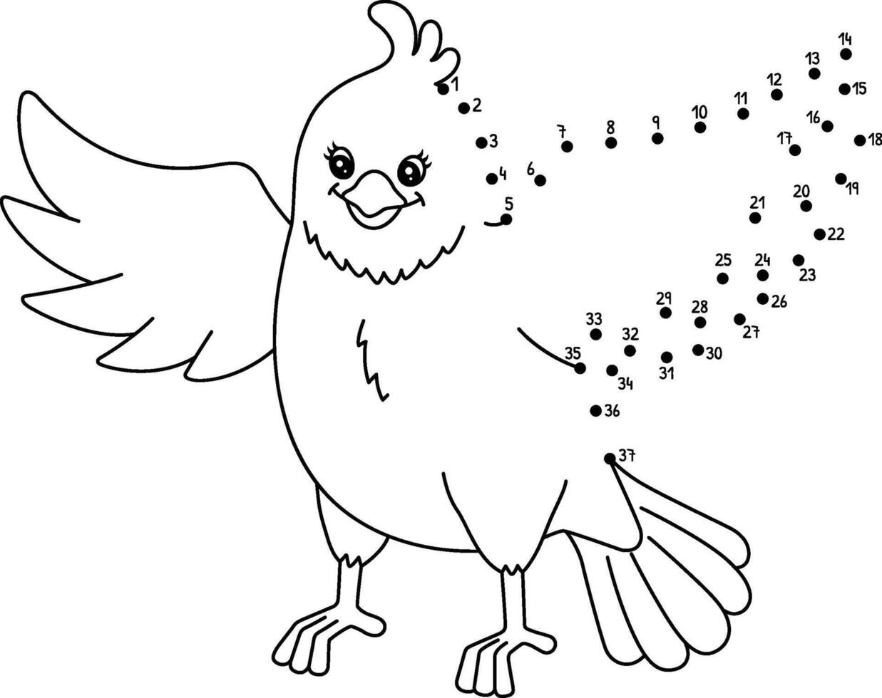 Dot to Dot Bird Animal Isolated Coloring Page vector