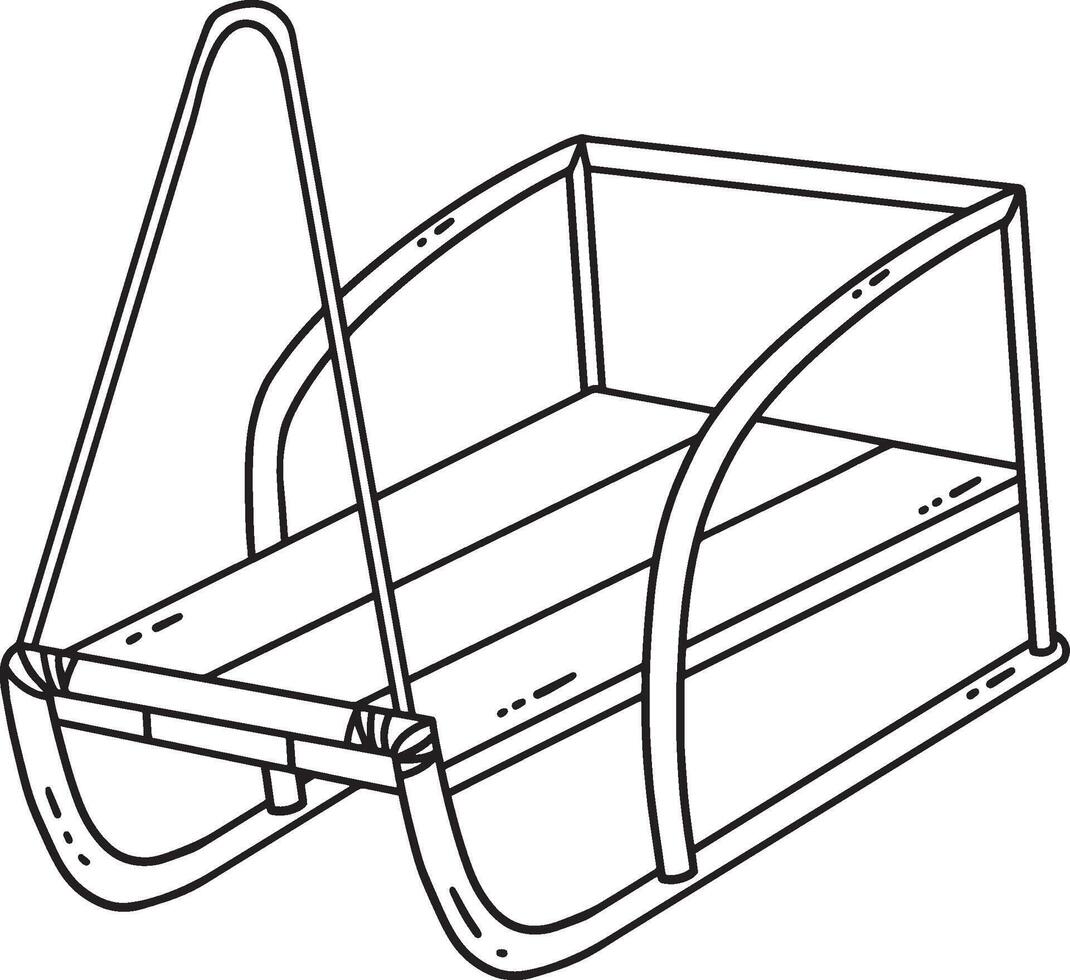 Sledge Isolated Coloring Page for Kids vector