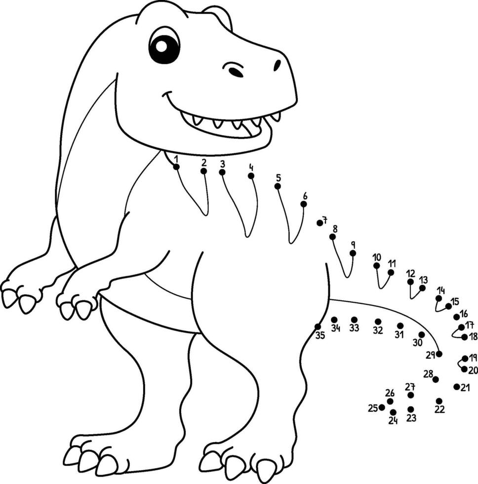 Dot to Dot Tyrannosaurus Dinosaur Isolated vector