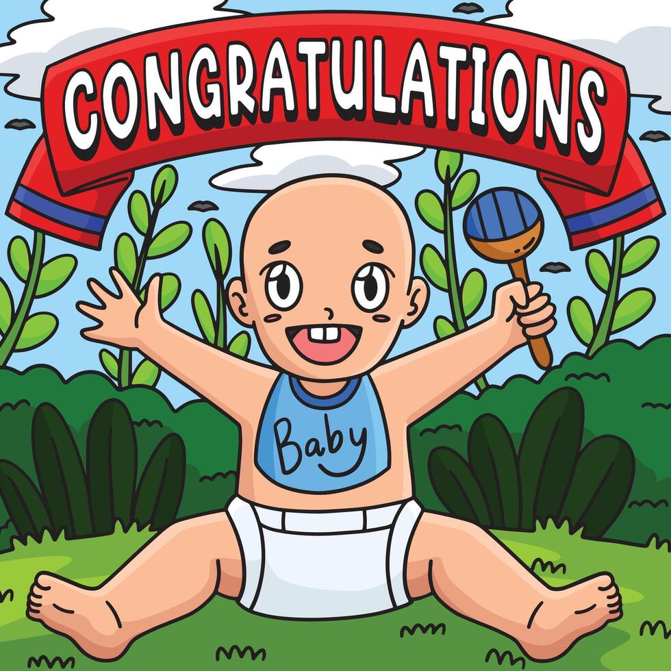 Baby Shower Congratulations Banner Colored Cartoon vector