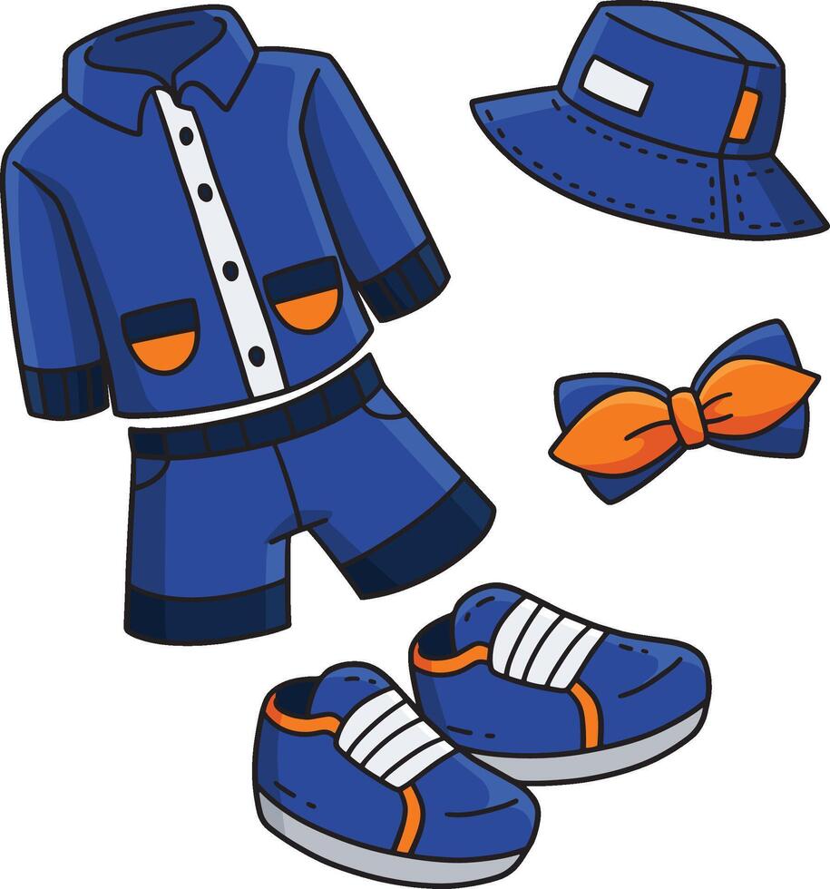 Baby Shower Baby Boy Outfit Cartoon Clipart vector