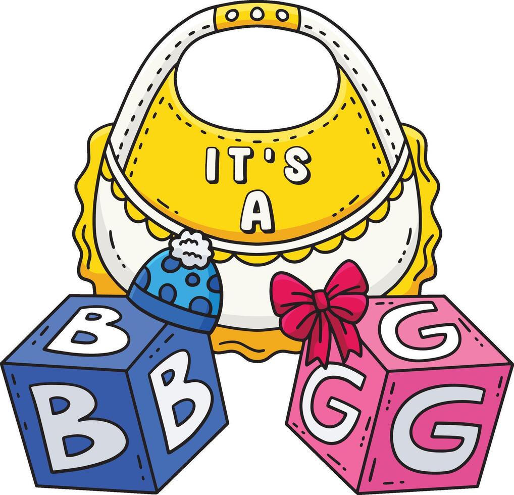 Baby Shower Its A, B or G Cartoon Colored Clipart vector