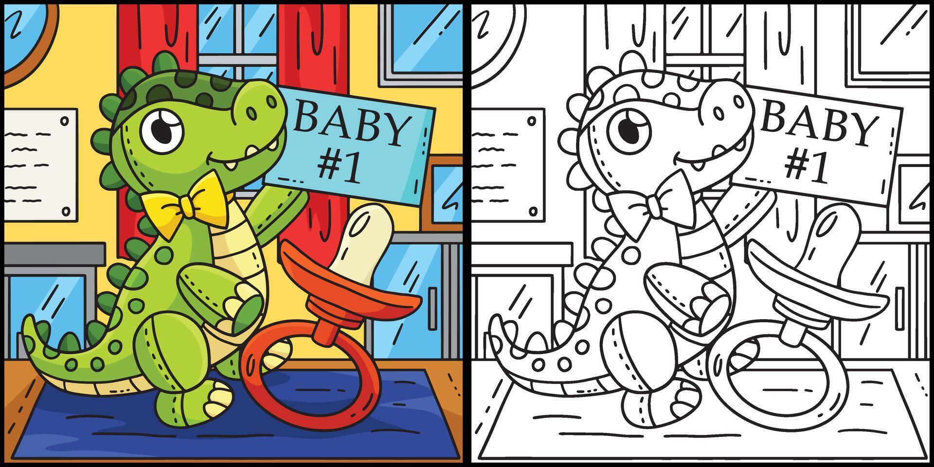 Baby Shower Dinosaur Plushie Pacifier Illustration vector