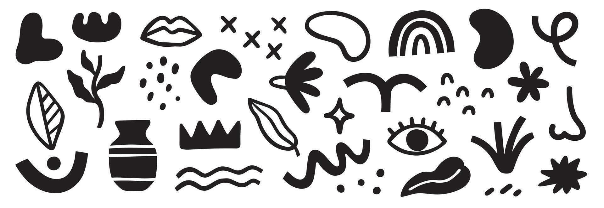 A set of black and white doodles on a white background vector