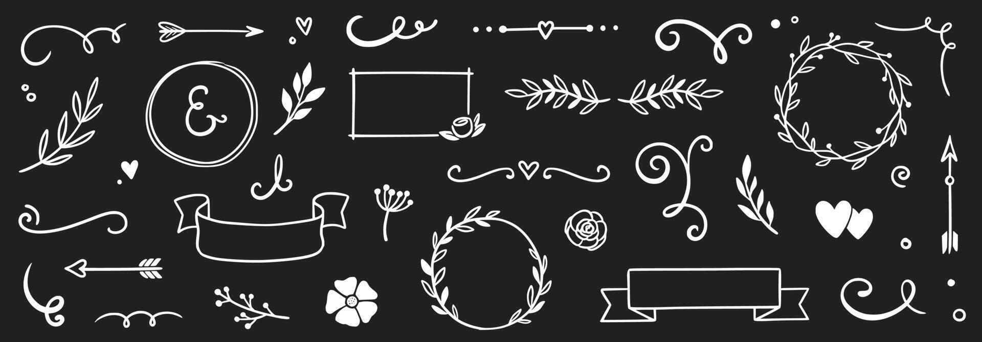 Hand drawn doodles on a blackboard vector