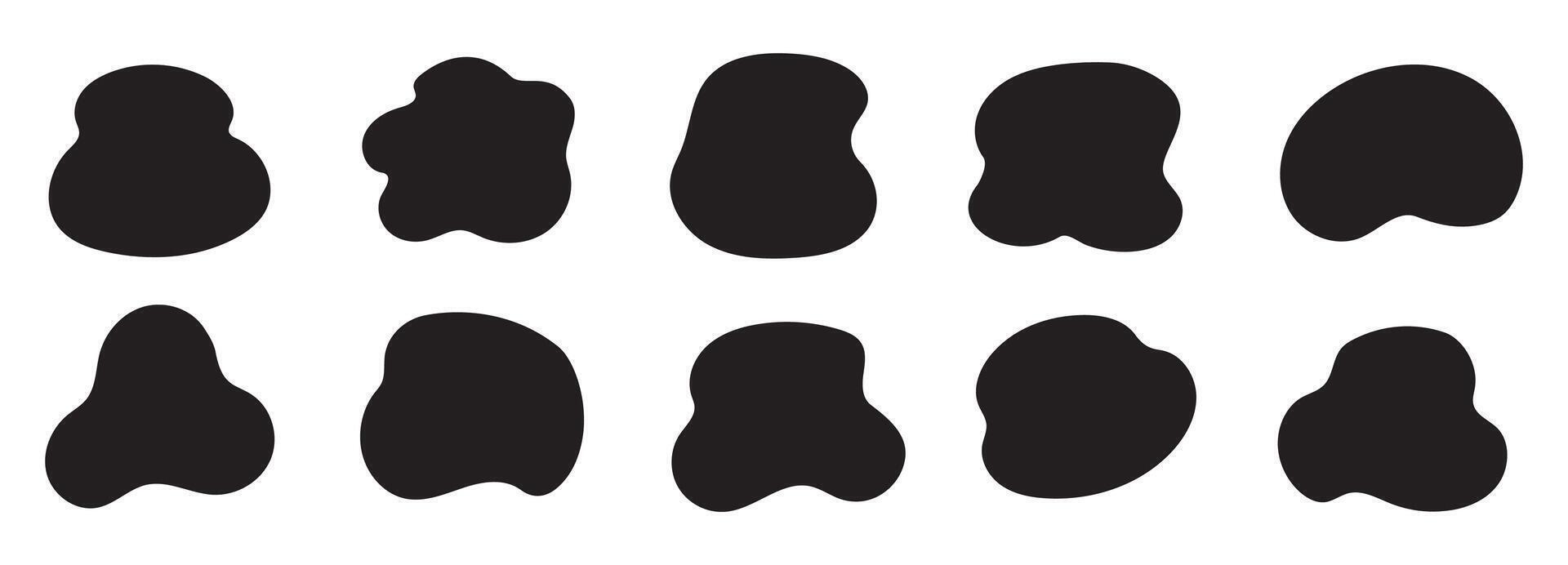 Organic blob shape, abstract amoeba, irregular fluid element set. Simple flat abstract splodge, amoeba blob, liquid shape graphic design element. vector