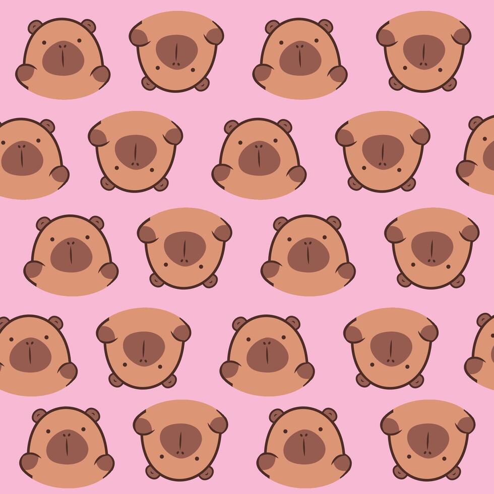 Cute capybara animal pattern illustration perfect for printing fabrics, papers or clothing Capybara kawaii pattern vector