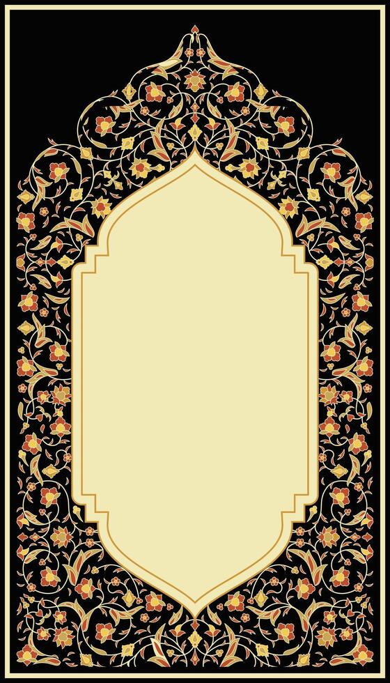 golden floral arabesque prayer mat vector
