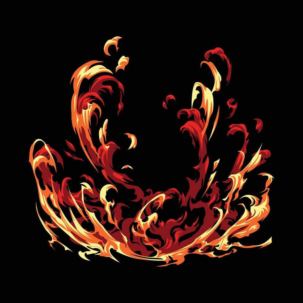 surrounding flame fire cartoon effect vector
