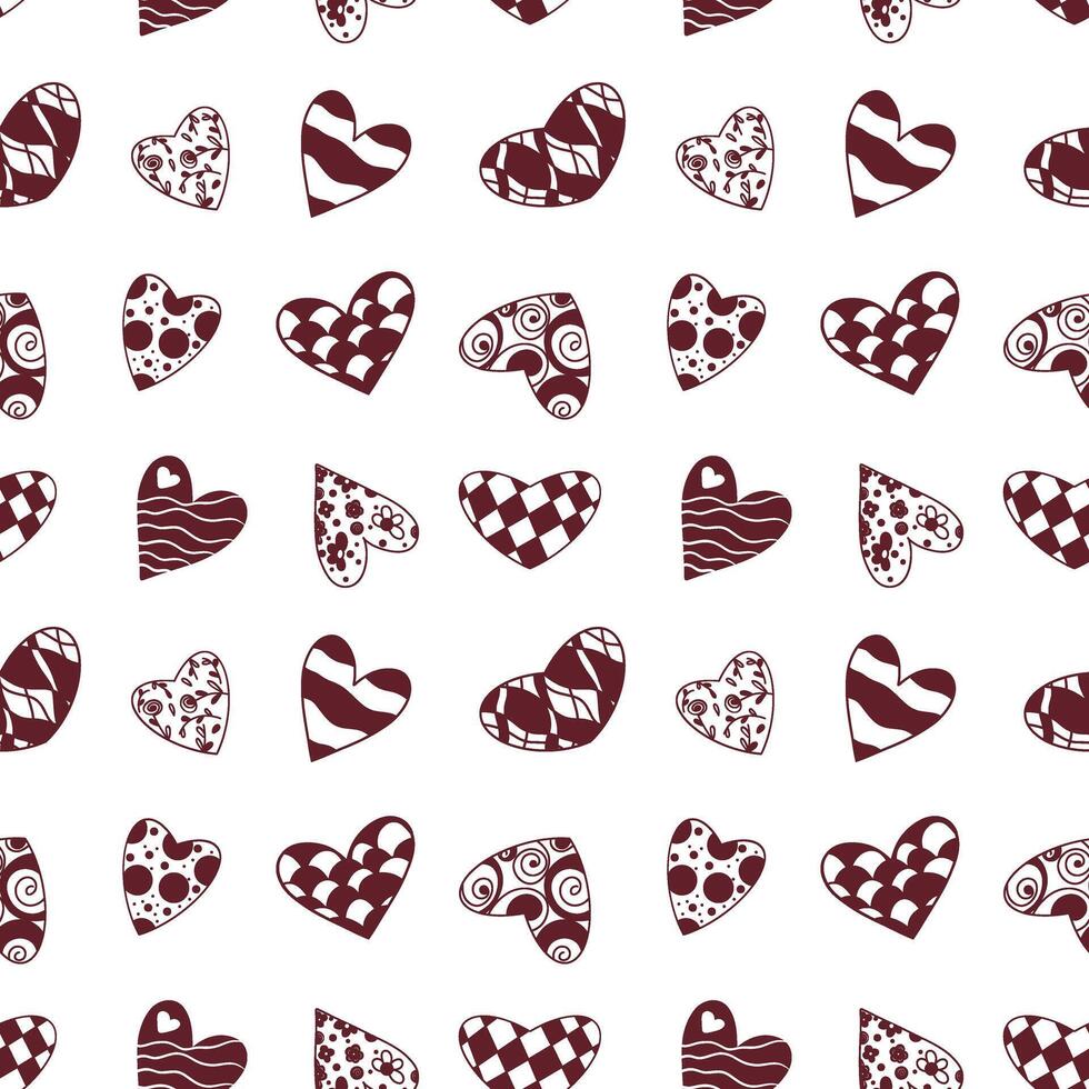 Hearts Seamless Pattern, different shapes hearts, love, romantic, amour pattern vector