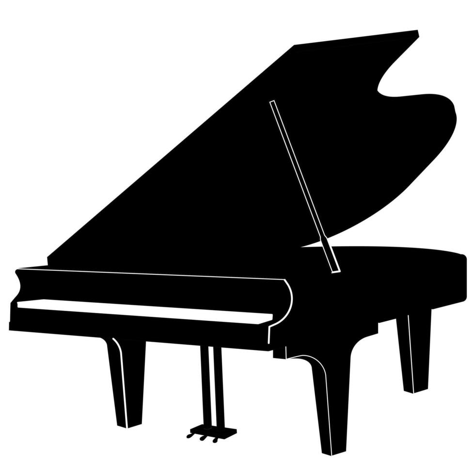 Black Grand piano, classical musical instrument isolated on a white background vector