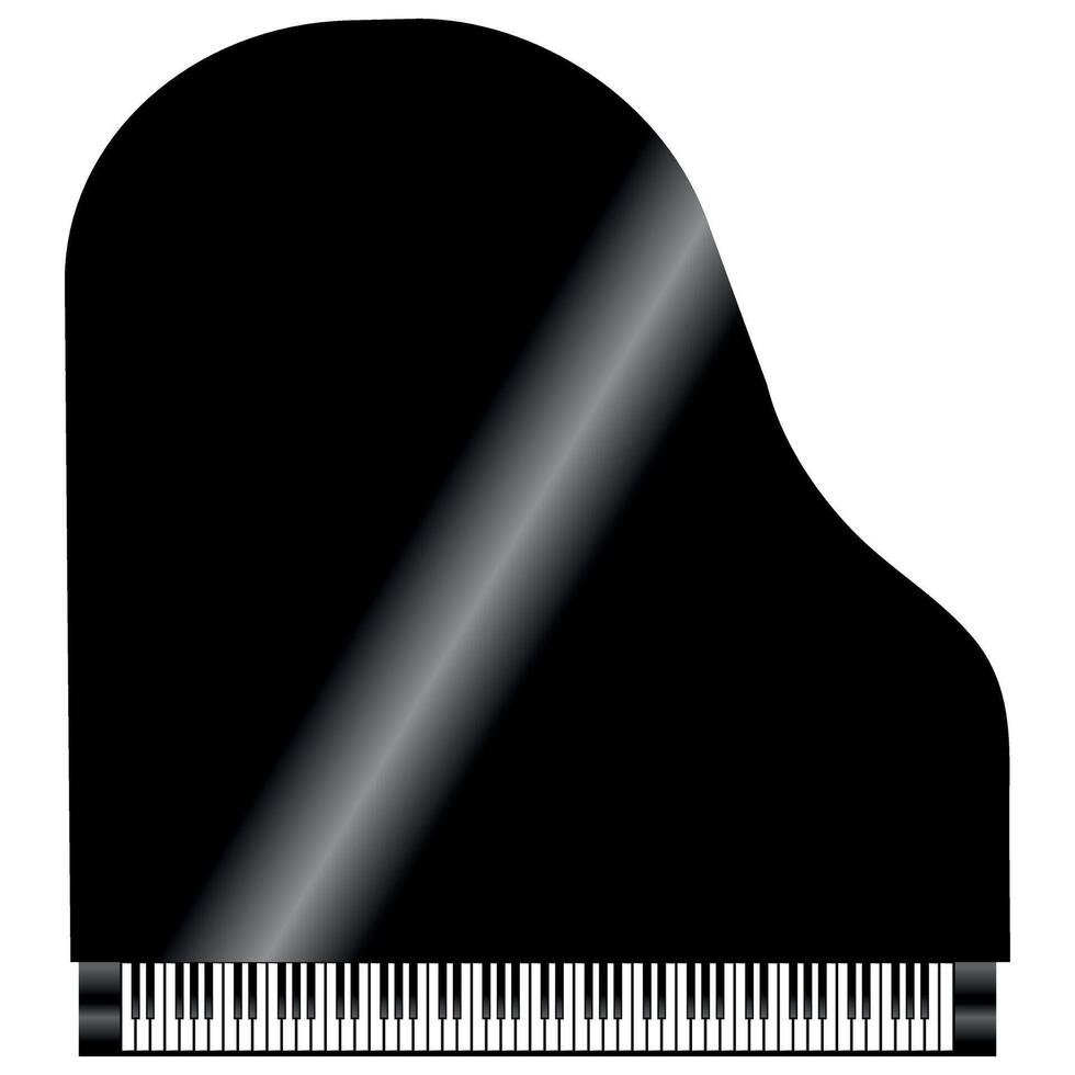 Black Grand piano from above, classical musical instrument isolated on a white background vector