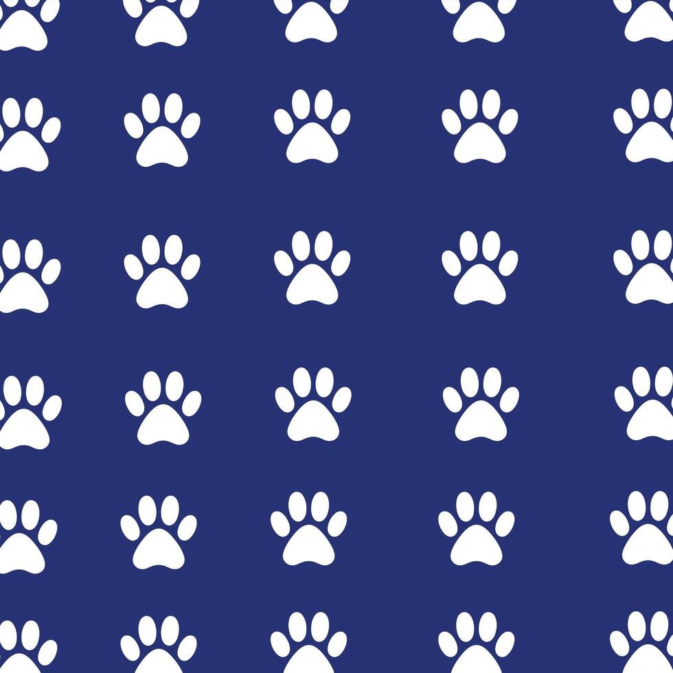 White paw prints design on a blue background vector