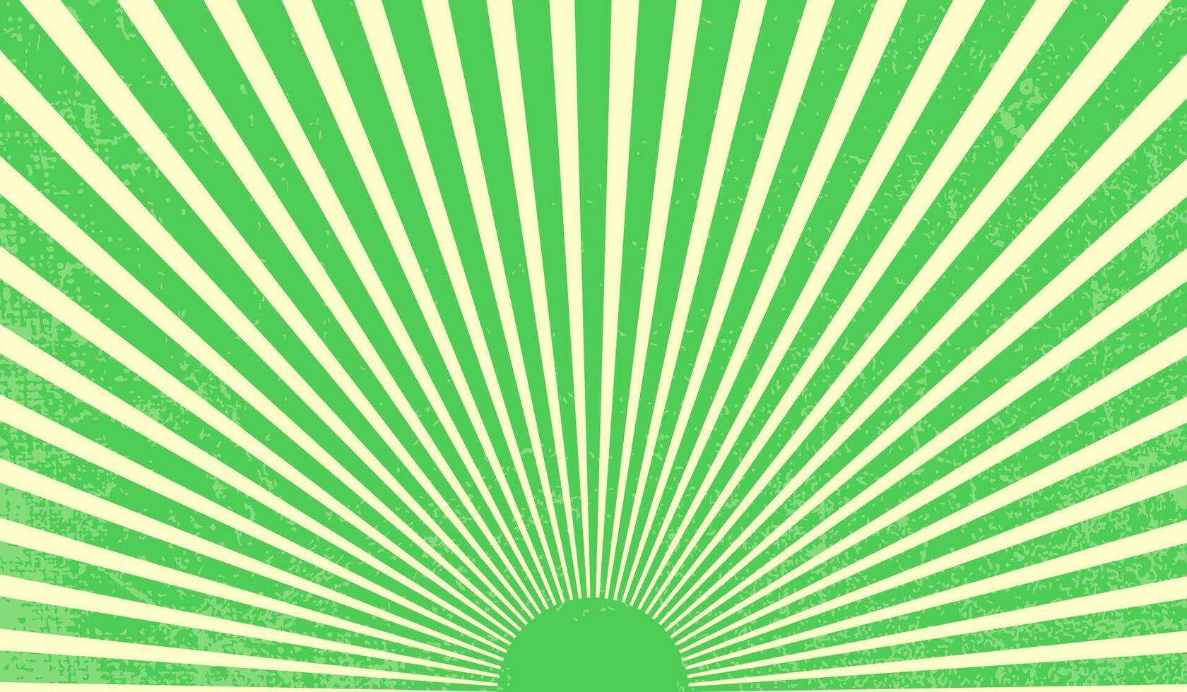 Retro Green Sunburst Background with Radiating Stripes and Grunge Texture for Vintage Design Projects vector