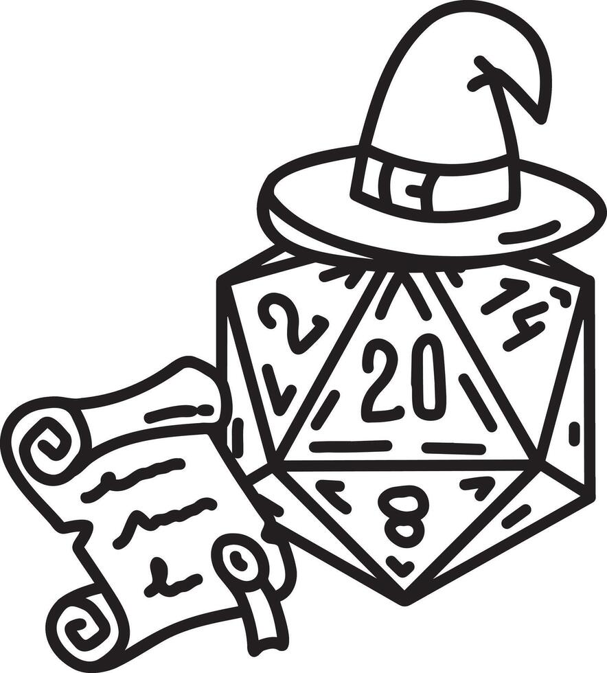 Dice board game character. Fantasy wargame. Stock 20-sided tabletop icon vector