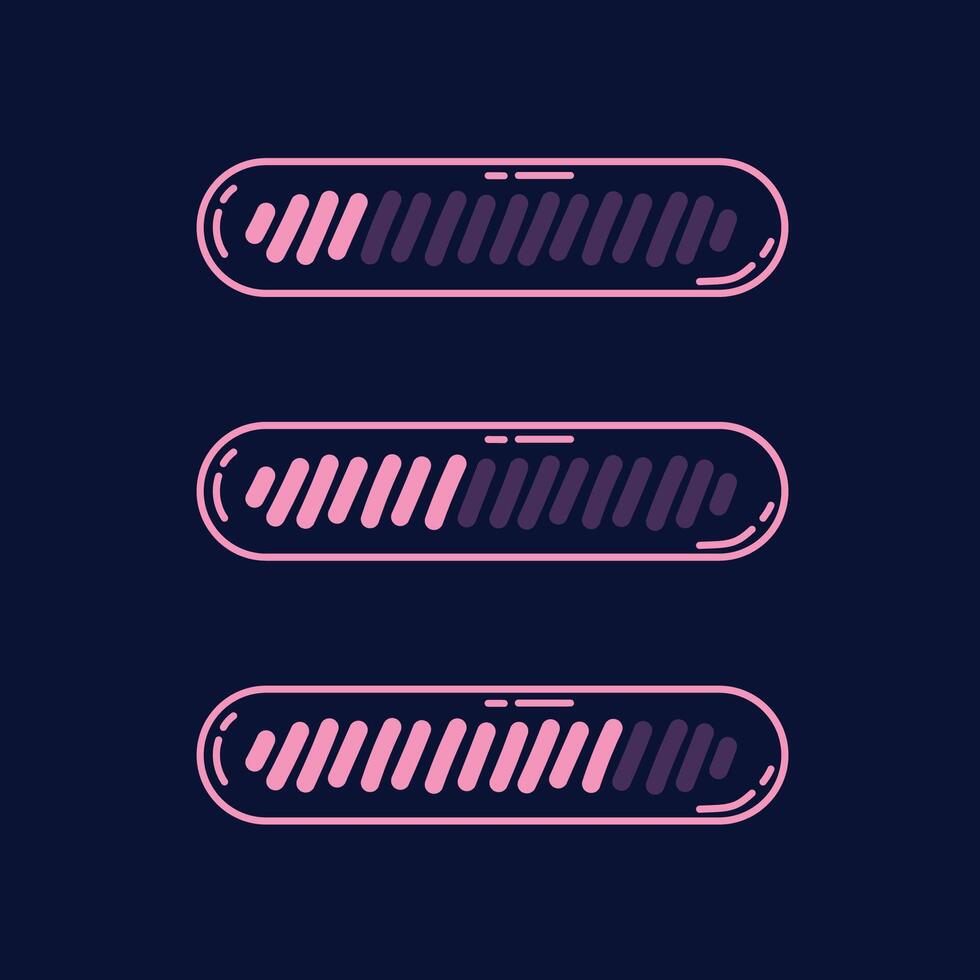 Loading bar in pink color on dark background. Doodle progress element. Hand drawn sketch. vector