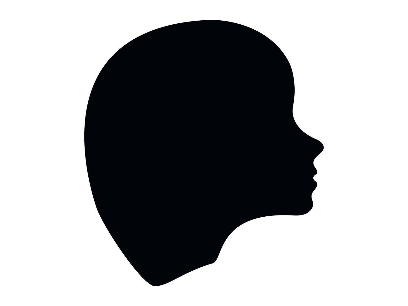 Minimalist Black Outline of Human Woman Face Profile Isolated on White Background. Head of girl. Concept of Identity, Simplicity, Graphic Design, Icon, Kid Creative Illustration, Abstract Form. Print vector