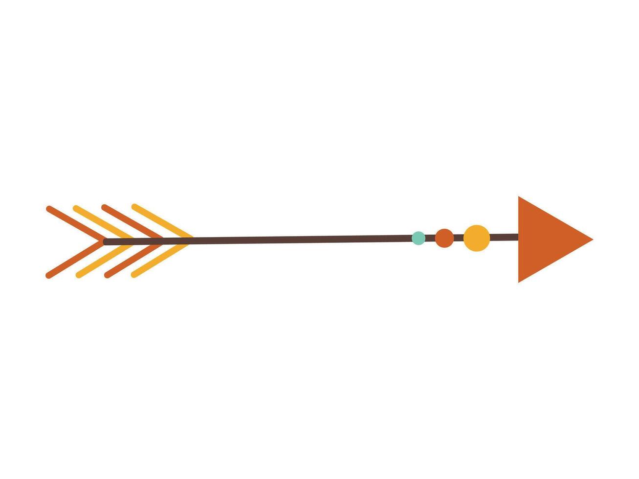 Bohemian tribal arrow with ethnic ornaments and patterns isolated on white background. Concept of archery sports, ancient hunting tool, cultural design inspired by Indian, African, Mayan, traditions vector