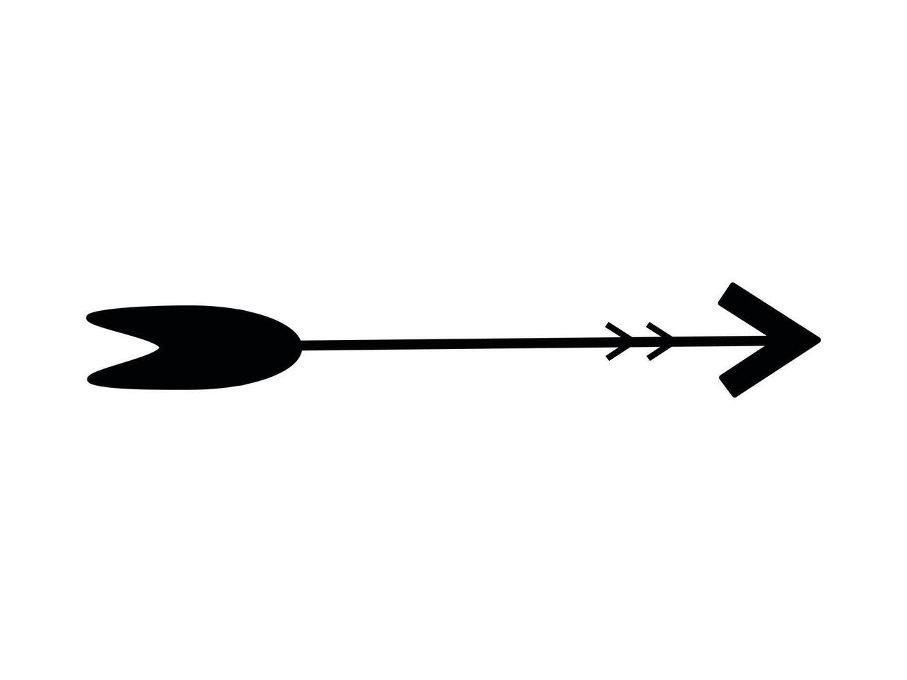 Black silhouette of arrow on white background. Concept of traditional archery, hunting, direction, Native American heritage, craftsmanship, cultural significance. Print, Icon, Design Element vector