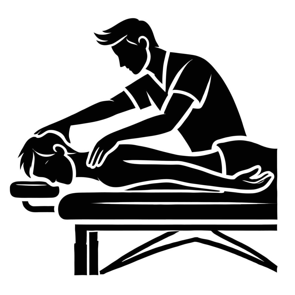 A man getting a massage on a table vector