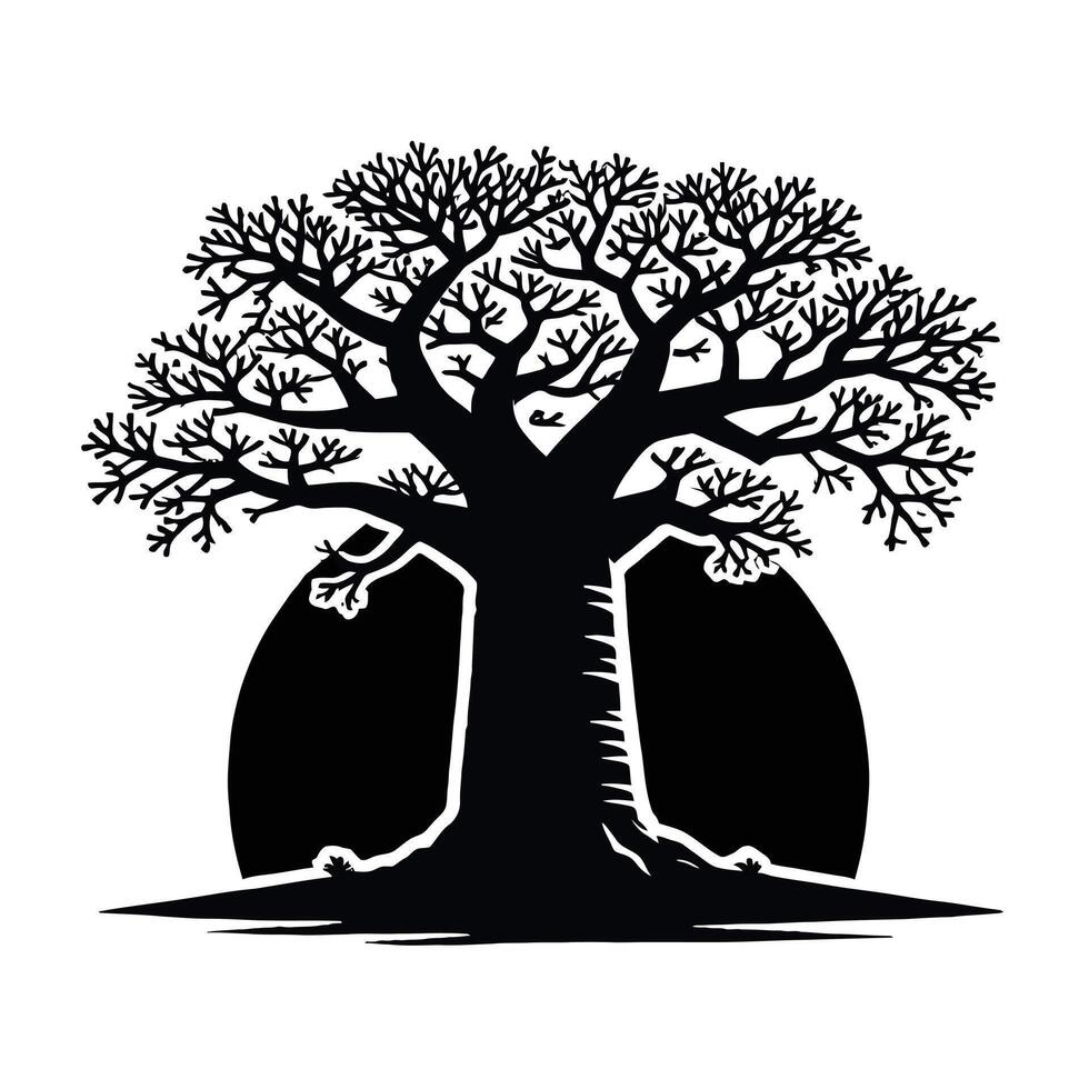 A black and white silhouette of a tree vector