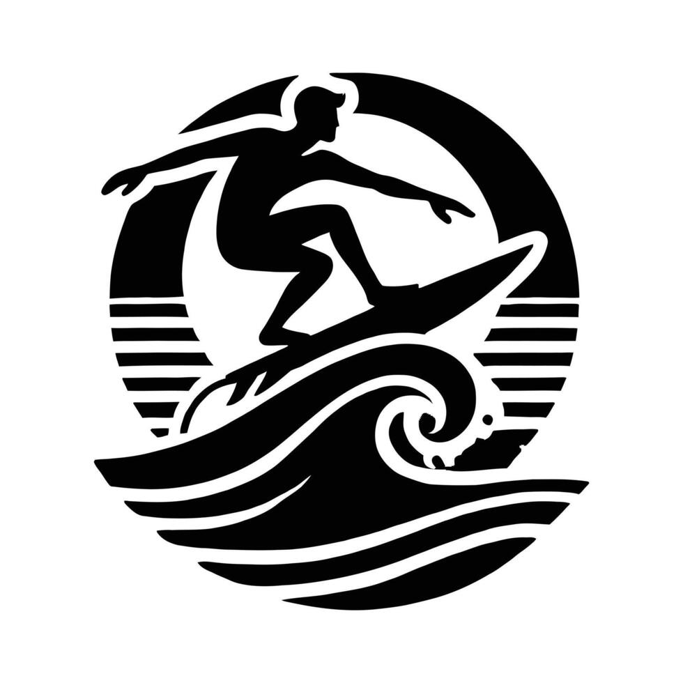Surfer on wave illustration vector