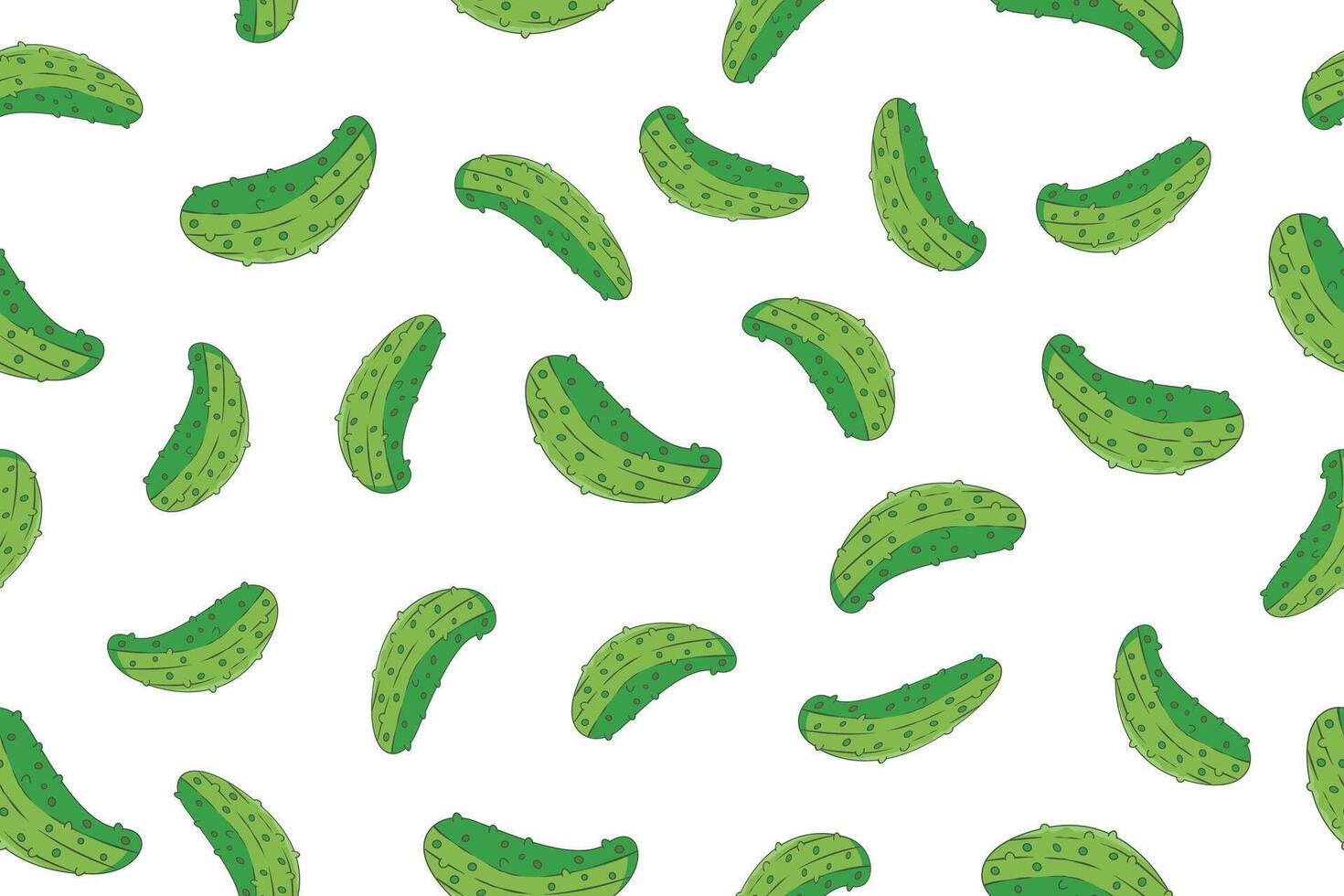 Green cucumber cartoon seamless pattern isolated on white background. Packaging, printed materials, presentations, and textile design vector