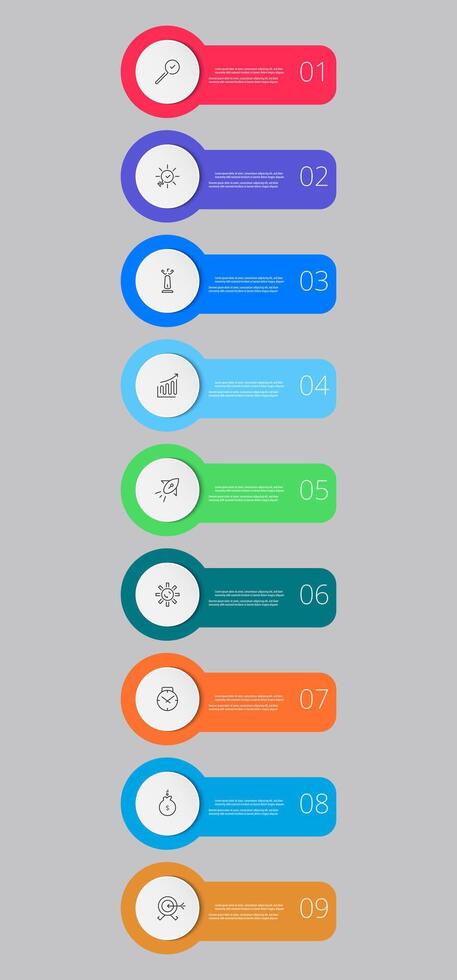 Infographic design business template with icons and 9 options or steps. square design or diagram. vector