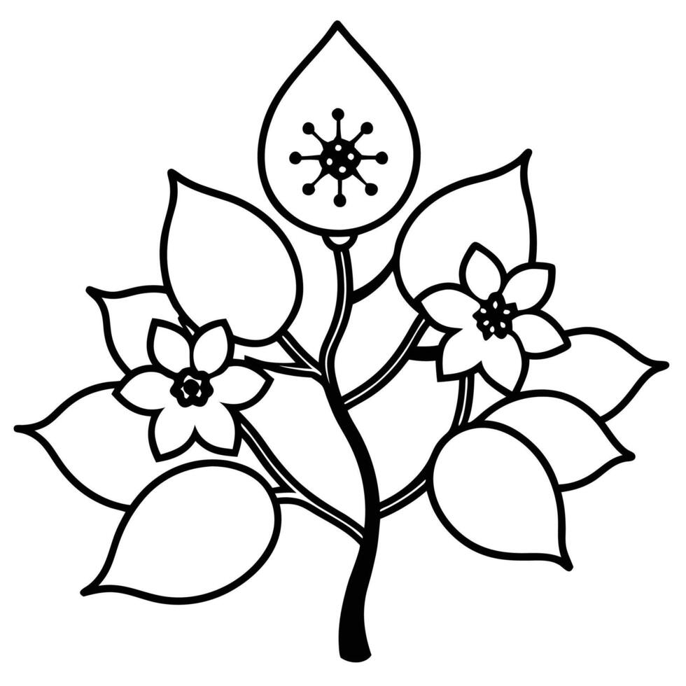 Pear tree flower silhouette stencil vector