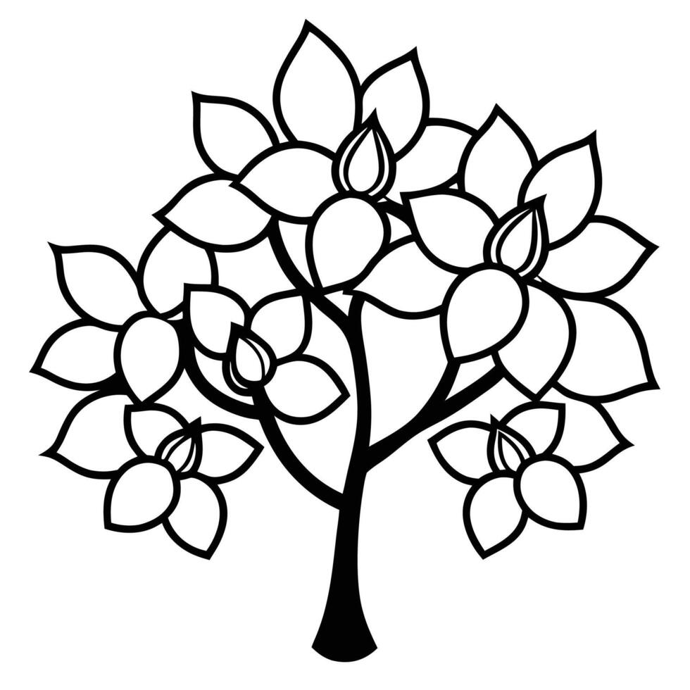 Pear tree flower silhouette design vector