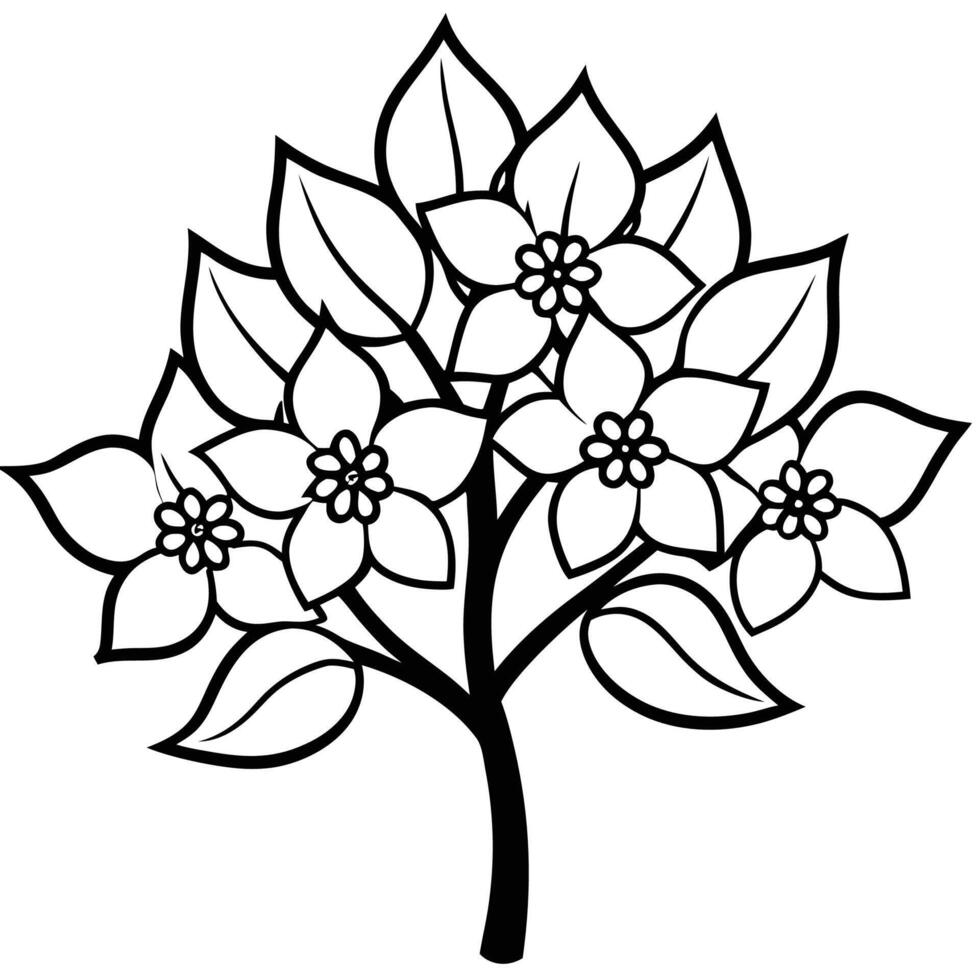 Pear tree flower silhouette tattoo vector