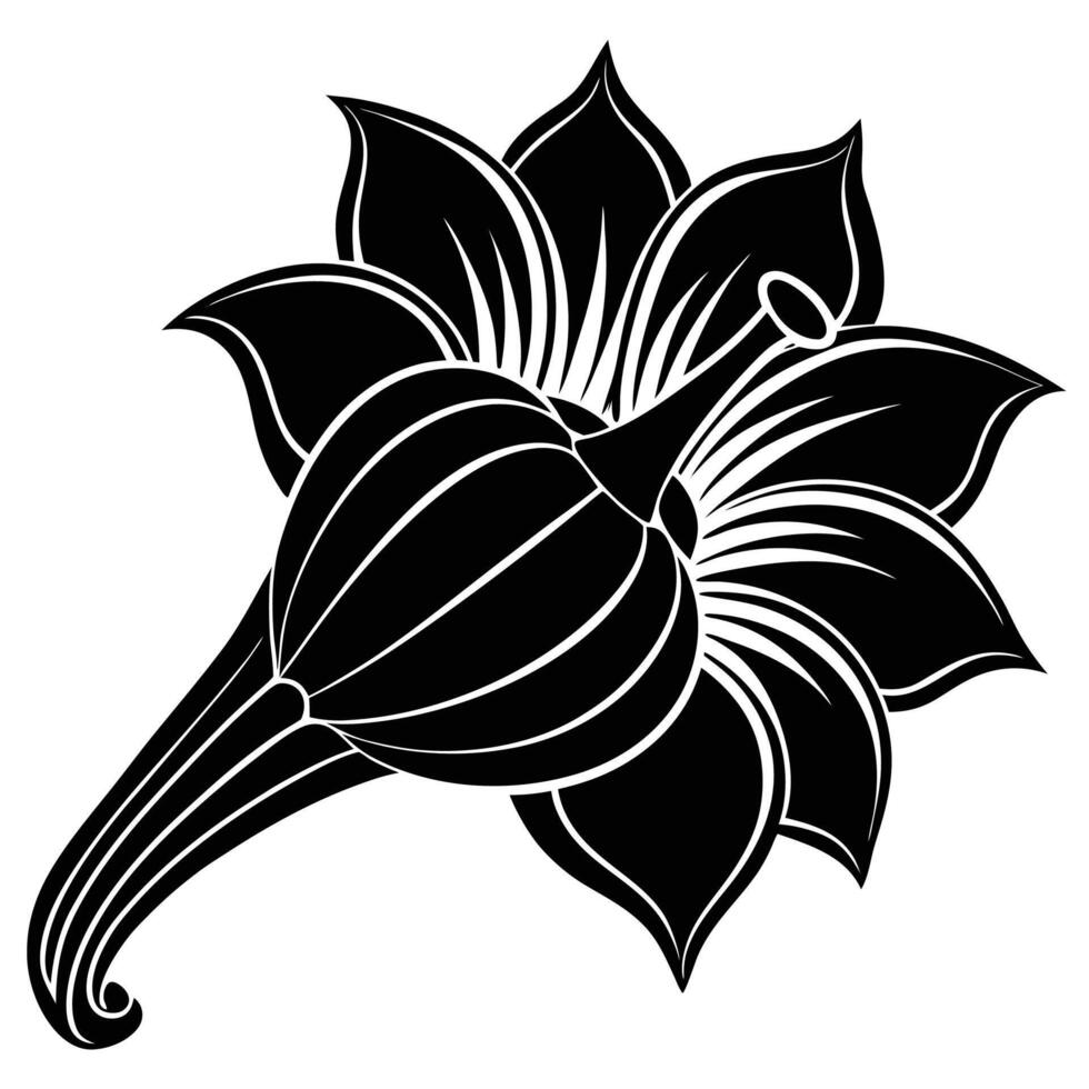 Pumpkin flower silhouette art vector