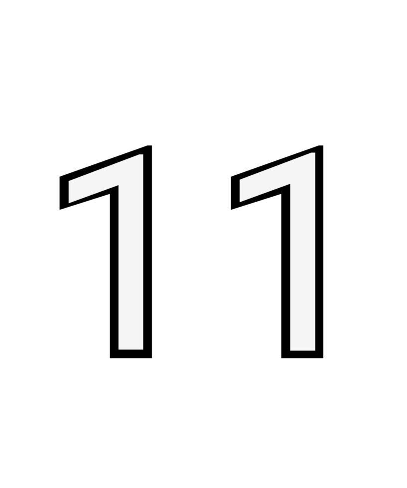 Black and white color numbers 11 png