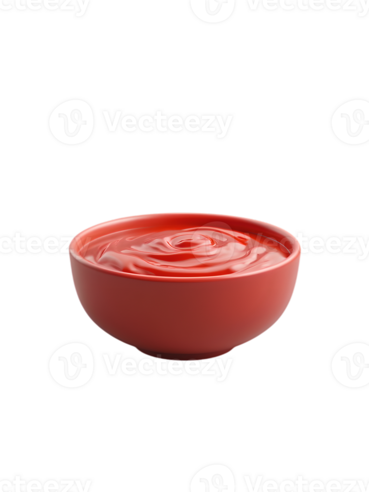 A red bowl filled with red ketchup. png