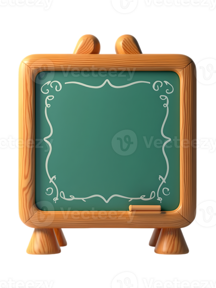 A wooden chalkboard with white margin. png