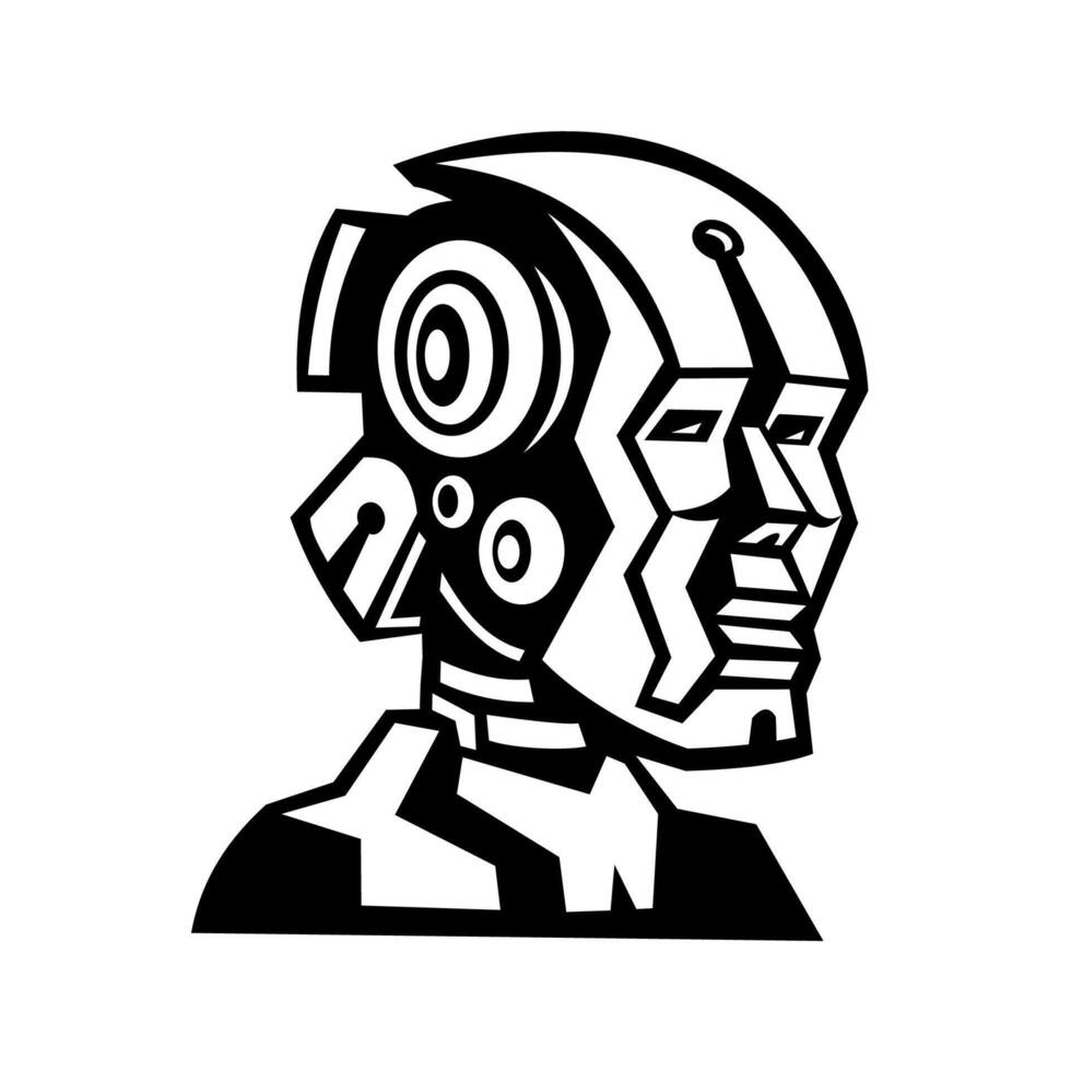 Male Humanoid Robot Cyborg Head Side View Mascot vector
