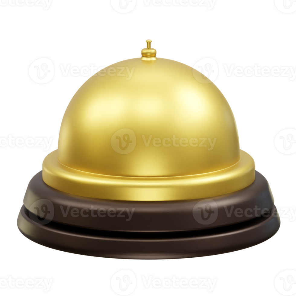 golden reception bell icon illustration 3d. Service bell icon illustration 3d png