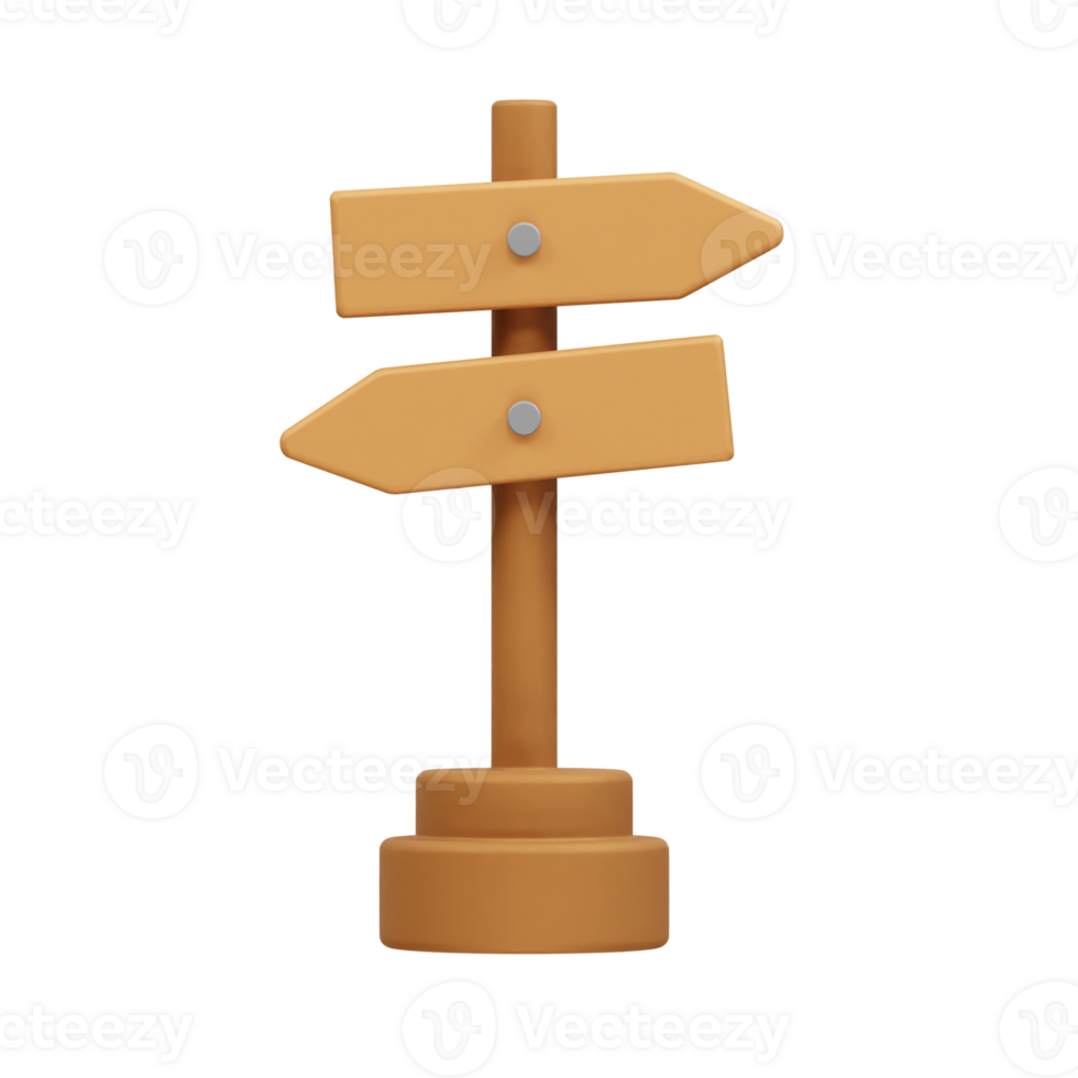 wooden direction arrow icon 3d render png