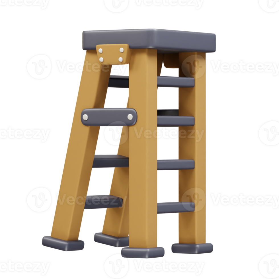 wooden ladder icon 3d illustration render png