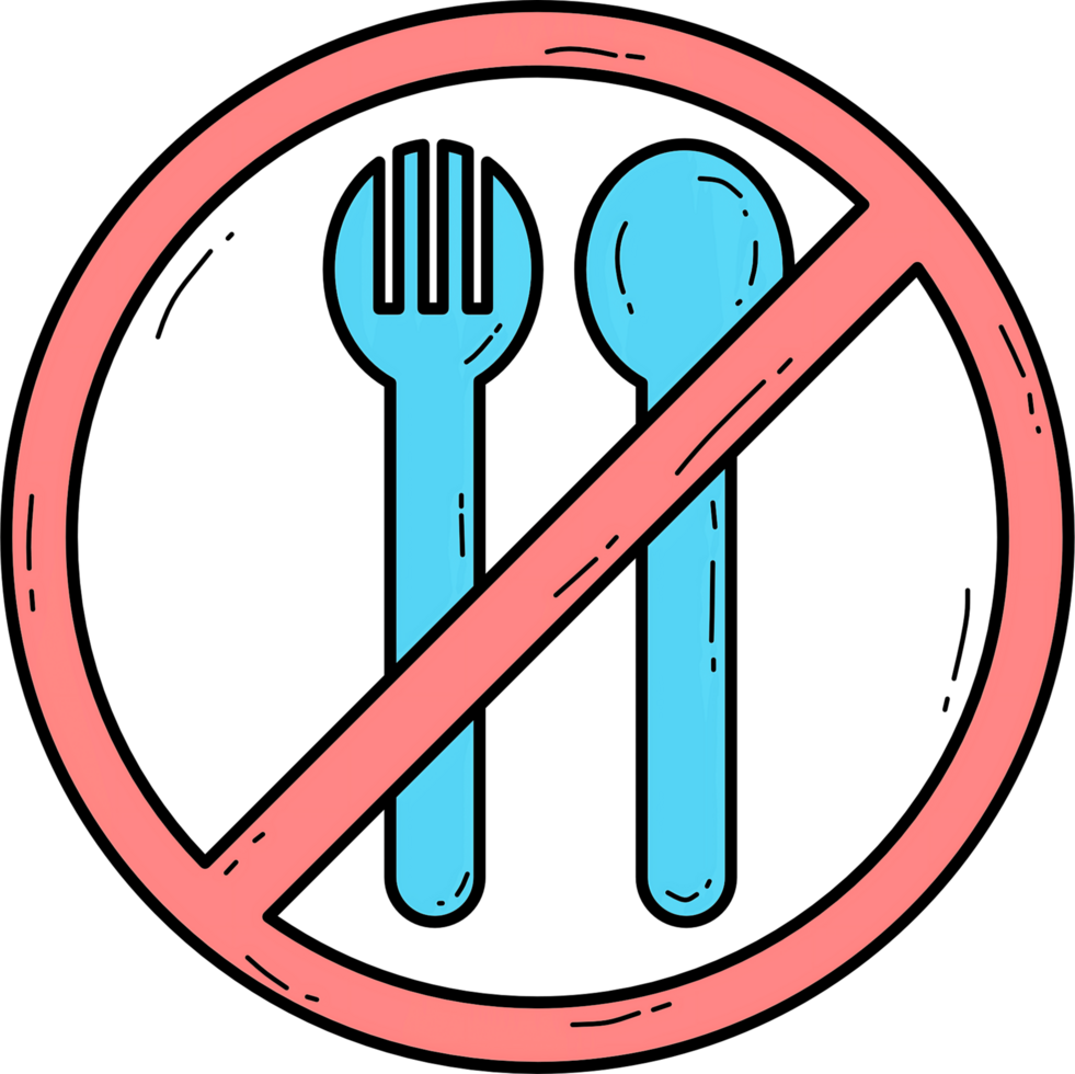 Fasting Sign or No Eat Sign Doodle Illustration png