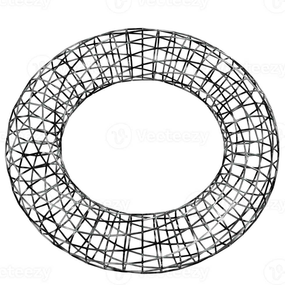Wireframe Torus with Transparent Background for 3D Modeling and Graphic Design png