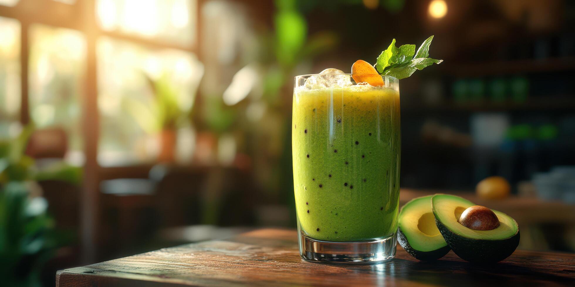 Avocado smoothie with mint and lime photo