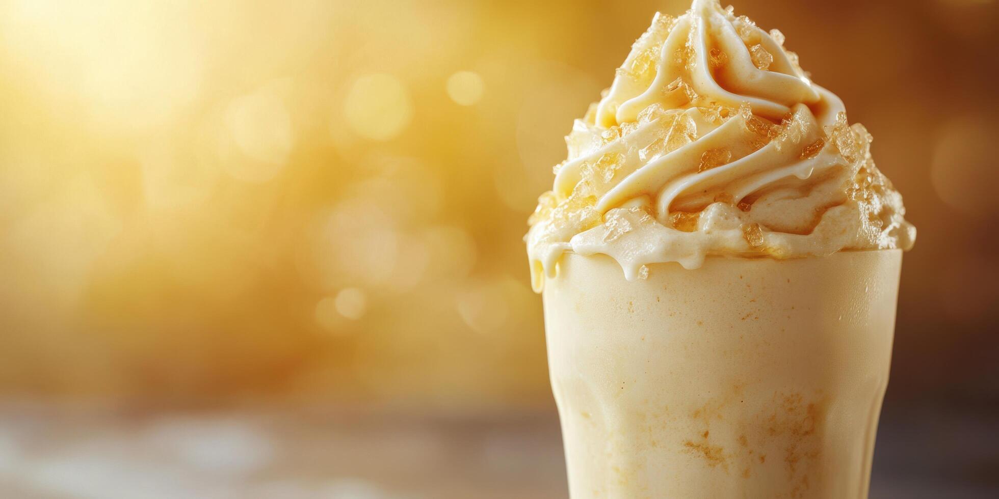 A close up of a vanilla milkshake with whipped cream photo